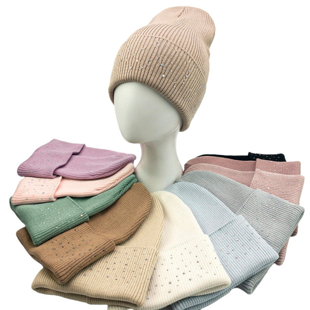 В'язана шапка зі стразами "Мірель" 56-58рр